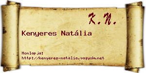 Kenyeres Natália névjegykártya